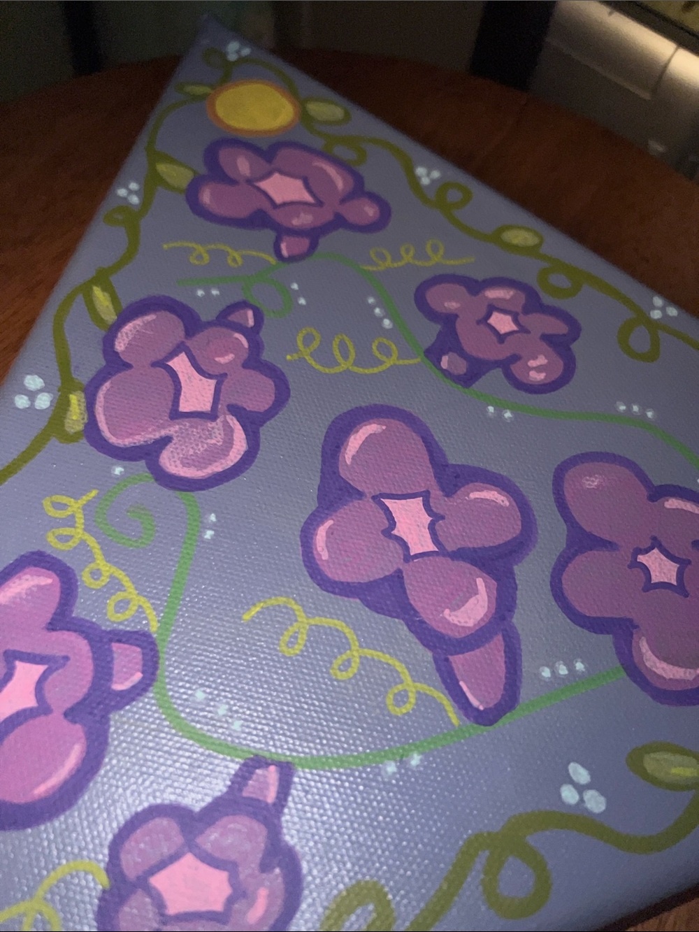 Hand-Painted original art Canvas with Morning Glory pop design - Picture 5 of 5